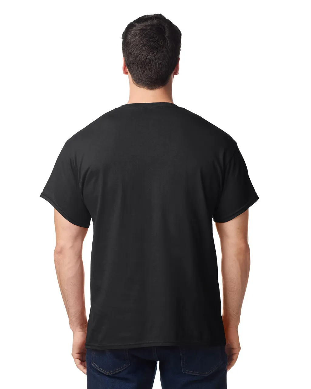 Back view of man wearing black Standard Basic T-shirt 