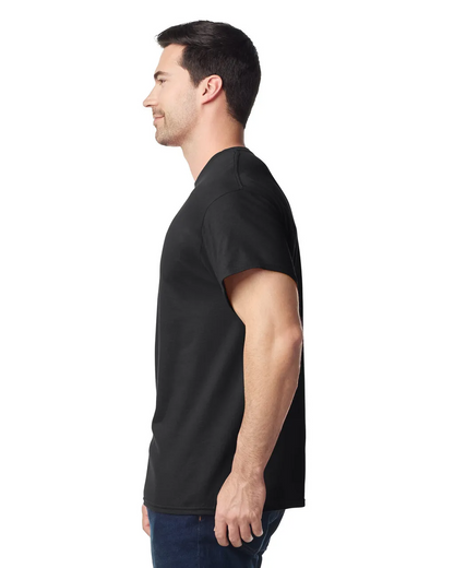 Side view of man wearing black Standard Basic T-shirt 