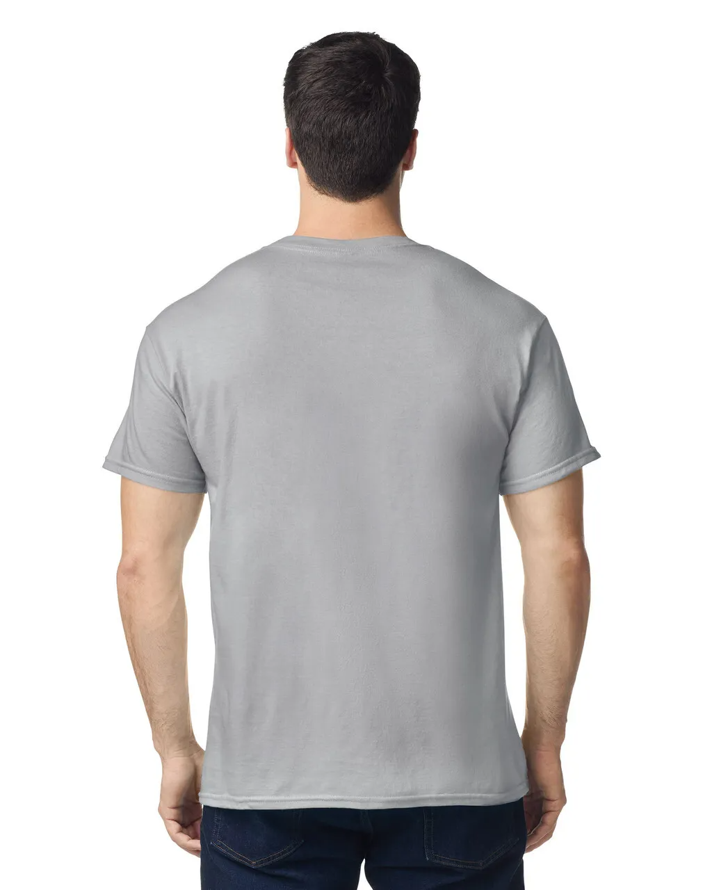 Back view of man wearing grey Standard Basic T-shirt 