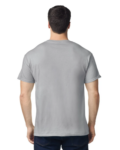 Back view of man wearing grey Standard Basic T-shirt 