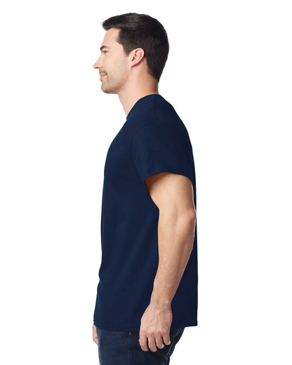 Side view of man wearing navy blue Standard Basic T-shirt 