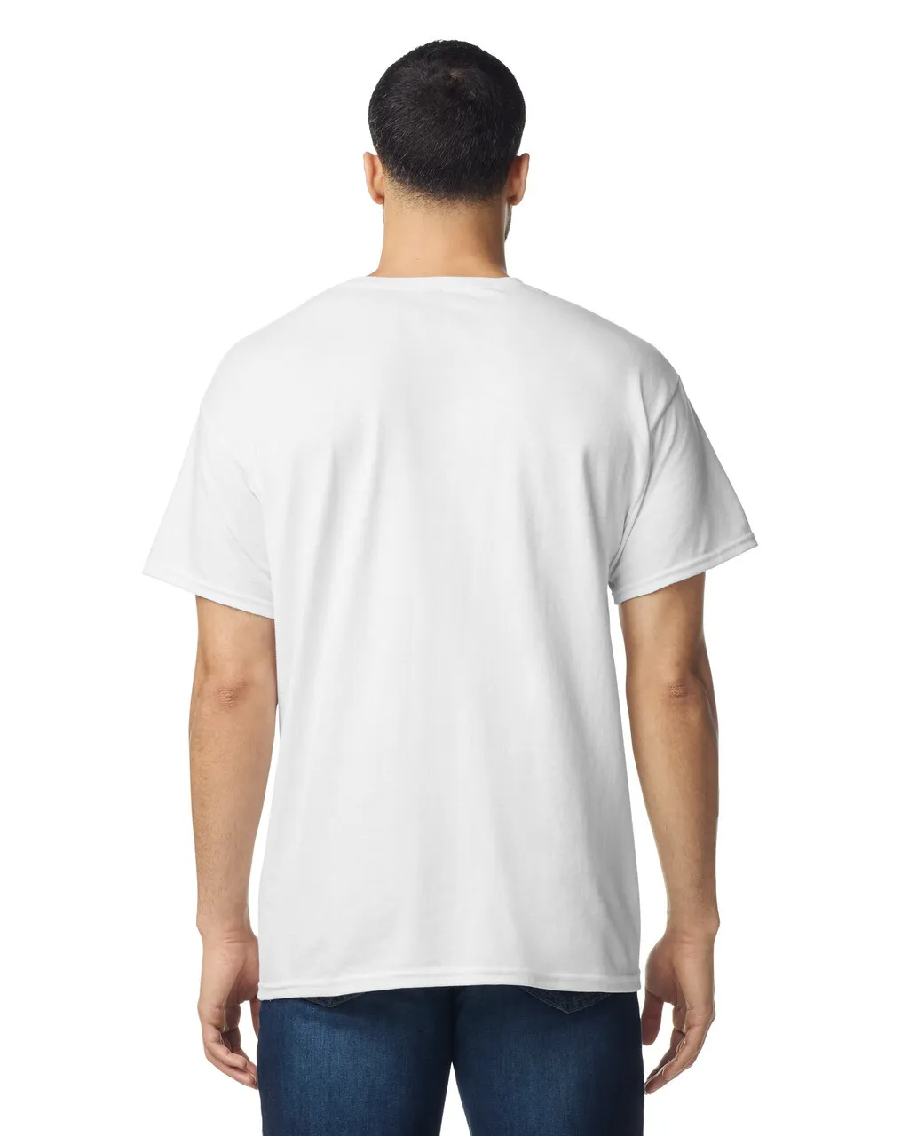 Back view of man wearing white Standard Basic T-shirt 